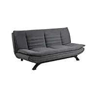 ac design furniture jasper canapé-lit, l : 196 x h : 91 x p : 96 cm, gris foncé/noir, tissu/métal
