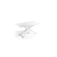 tousmesmeubles table de repas à allonge laque blanc mat - picton - l 160/210 x l 90 x h 76 cm - neuf