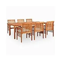 vidaxl acacia solide mobilier à dîner d'extérieur 7 pcs et coussins table et chaises de jardin ensemble de salle à manger terrasse patio arrière-cour