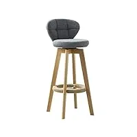 chaise de tabouret de hauteur de barre de cuisine, chaise pivotante avec dossier et repose-pieds/assise rembourrée en tissu art jambes en bois (55/65 / 75cm)