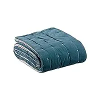 vivaraise – chemin de lit elise – 90x240 cm – couvre lit 100% coton – garnissage polyester moelleux – tissu doux et chaud – couette matelassée réversible - bicolore