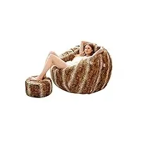 gjzm cozy soft lazy sofa grand pouf en mousse à mémoire - grand canapé avec housse en microfibre douce, imprimé léopard, moyen