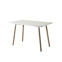 baroni home table à manger rectangulaire en bois, table blanche scandinave de cuisine, table design de bureau pour 2 ou 4 personnes, table de salle à manger, 120x70x72 cm