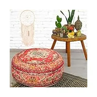 mandala life art marocain housse de coussin de sol - 60x20 cm - taie d'oreiller de méditation ronde - décoratif pouf tapis en coton imprimé