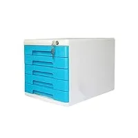 neharo caisson de rangement 5 couches de bureau classeur multi-fonction de verrouillage du tiroir petit meuble armoire de rangement (couleur : bleu, taille : 36.1x27.1x26cm)