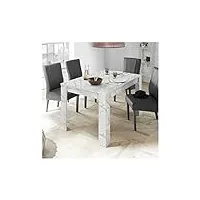 tousmesmeubles table de repas à allonge marbre blanc - burano - l 137/185 x l 90 x h 79 cm - neuf
