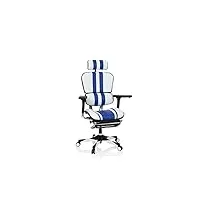 hjh office 652412 high-end gaming fauteuil pivotant ergohuman elite pro similicuir blanc/bleu siège pour ordinateur chaise de bureau équipement complet