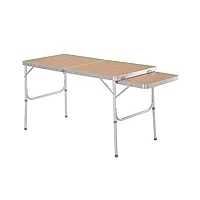 outsunny table pliante table de camping table de jardin avec rallonge hauteur réglable aluminium mdf imitation bambou