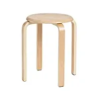 ibuyke chaise de salle à manger, tabouret de bar empilable en bois massif, assise lisse, tabouret pour salon, cuisine, bistro, couleur bois rf-752-4