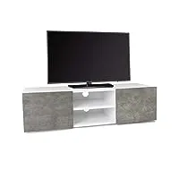 idmarket - meuble tv 113 cm eli blanc portes effet béton