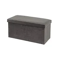 lolahome pouf coffre pliant vintage gris foncé en velours 38x38x76 cm