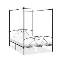 vidaxl cadre de lit à baldaquin lit double lit adulte lit coffre sommier à lattes chambre à coucher maison intérieur gris métal 140x200 cm