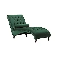 chaise longue méridienne en velours vert foncé capitonnée pour salon au glamour rétro beliani