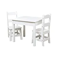 melissa & doug table et chaises pour enfants en bois massif en blanc | meubles pour enfants | meubles en bois massifs | lot de 3 pièces | 72x20x60 cm | cadeau pour les filles et les garçons | 3+ ans