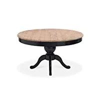 intensedeco table ronde extensible en bois massif sidonie noir