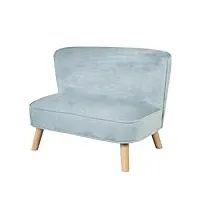 roba canapé enfant en velours "lil sofa" scandinave - 2 places - fauteuil rétro confortable pour garçons - bleu clair