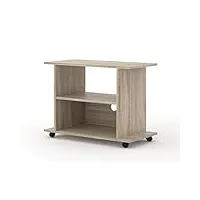 bim furniture meuble tv à roulettes yogi en bois - beige - l 80 x p 40 x h 60 cm