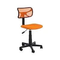 idimex chaise de bureau pour enfant milan fauteuil pivotant et ergonomique sans accoudoirs, siège à roulettes avec hauteur réglable, revêtement mesh orange