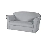 roba canapé enfant en velours lil sofa - 2 places - fauteuil club avec accoudoirs confortables - 78 x 40 cm - facile à nettoyer - dès 18 mois - gris