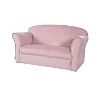 roba canapé enfant en velours lil sofa - 2 places - fauteuil club avec accoudoirs pour filles - assise confortable - 78 x 40 cm - facile à nettoyer - dès 18 mois - rose