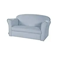 roba canapé enfant en velours lil sofa - 2 places - fauteuil club avec accoudoirs pour garçons - assise confortable - 78 x 40 cm - facile à nettoyer - dès 18 mois - bleu clair