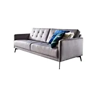 atlantic home collection sofa couch jakob, mit wellenunterfederung und samtigem bezug, hellgrau canapés, velours, gris clair, 3-sitzer, 208x87x80 cm (bxtxh)