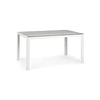 blumfeldt bilbao 2020 edition - table de jardin, pour 6 personnes, plateau de 150x90cm, surface en polywood, résistante aux intempéries, solide cadre en aluminium, entretien facile, blanc-gris