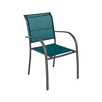 hespéride fauteuil de jardin empilable piazza bleu canard & graphite
