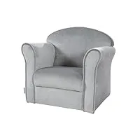 roba fauteuil club en velours pour enfant "lil sofa" - chaise avec accoudoirs confortable - gris