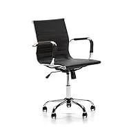 vs venta-stock fauteuil de bureau croma inclinable noir,cuir synthétique, chaise executive avec accoudoirs et coussin rembourré, hauteur réglable, design ergonomique.