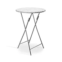 casaria® table haute pliante blanche aspect marbre table de bar Ø 60cm mange-debout rond table de bistrot jardin