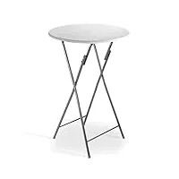 casaria® table haute pliante blanche aspect bois table de bar Ø 60cm mange-debout rond table de bistrot jardin terrasse