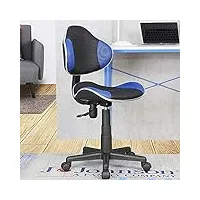bakaji fauteuil de bureau présidentiel en tissu respirant et structure en polypropylène, rotation 360 degrés, hauteur réglable, décoration de maison, bureau (bleu noir)