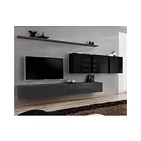 paris prix - meuble tv mural design switch vii 340cm gris & noir