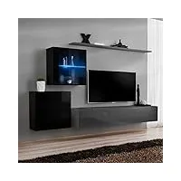paris prix - meuble tv mural design switch xv 260cm gris & noir