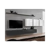 paris prix - meuble tv mural design switch vii 340cm gris & blanc