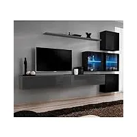 paris prix - meuble tv mural design switch xix 310cm gris & noir