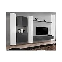 paris prix - meuble tv mural design switch vi 330cm gris & blanc
