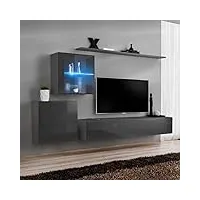 paris prix - meuble tv mural design switch xv 260cm gris