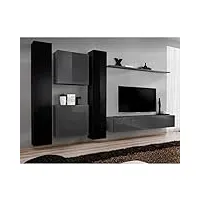 paris prix - meuble tv mural design switch vi 330cm gris & noir