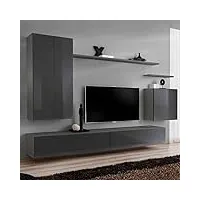 paris prix - meuble tv mural design switch ii 330cm gris