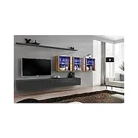 paris prix - meuble tv mural design switch xvii 340cm gris & naturel