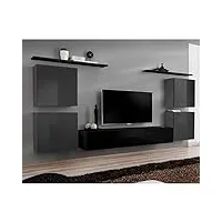 paris prix - meuble tv mural design switch iv 320cm gris & noir