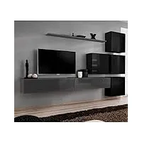 paris prix - meuble tv mural design switch ix 310cm gris & noir
