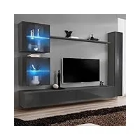 paris prix - meuble tv mural design switch xviii 280cm gris