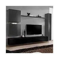 paris prix - meuble tv mural design switch viii 280cm gris & noir