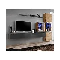 paris prix - meuble tv mural design switch xix 310cm gris & naturel