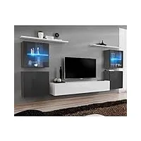 paris prix - meuble tv mural design switch xiv 320cm gris & blanc