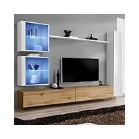 paris prix - meuble tv mural design switch xviii 280cm naturel & blanc