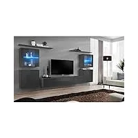 paris prix - meuble tv mural design switch xiv 320cm gris